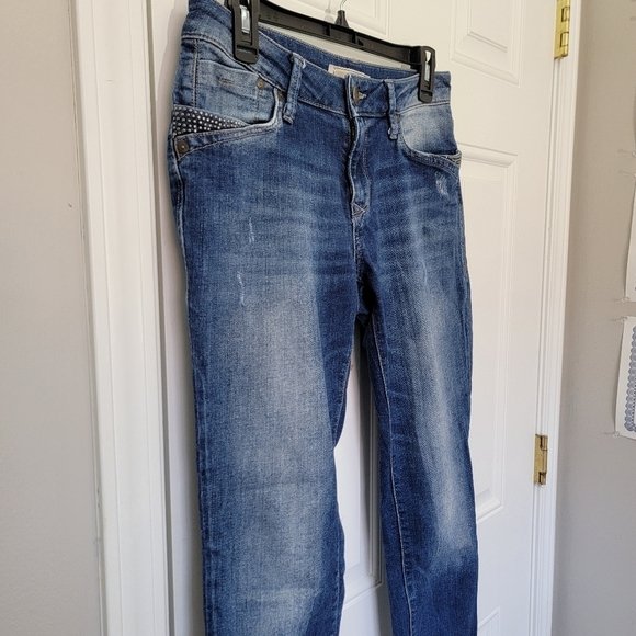 MAVI Uptown Martha Denim Jeans Medium Wash Zip Ankle Stud Accents Size 28 - Picture 4 of 16